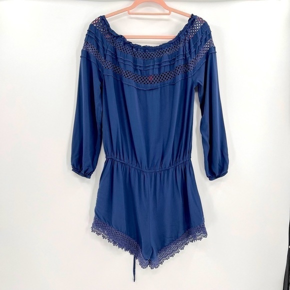 Chelsea & Violet 100% Rayon Navy Short Romper size M - Picture 6 of 12